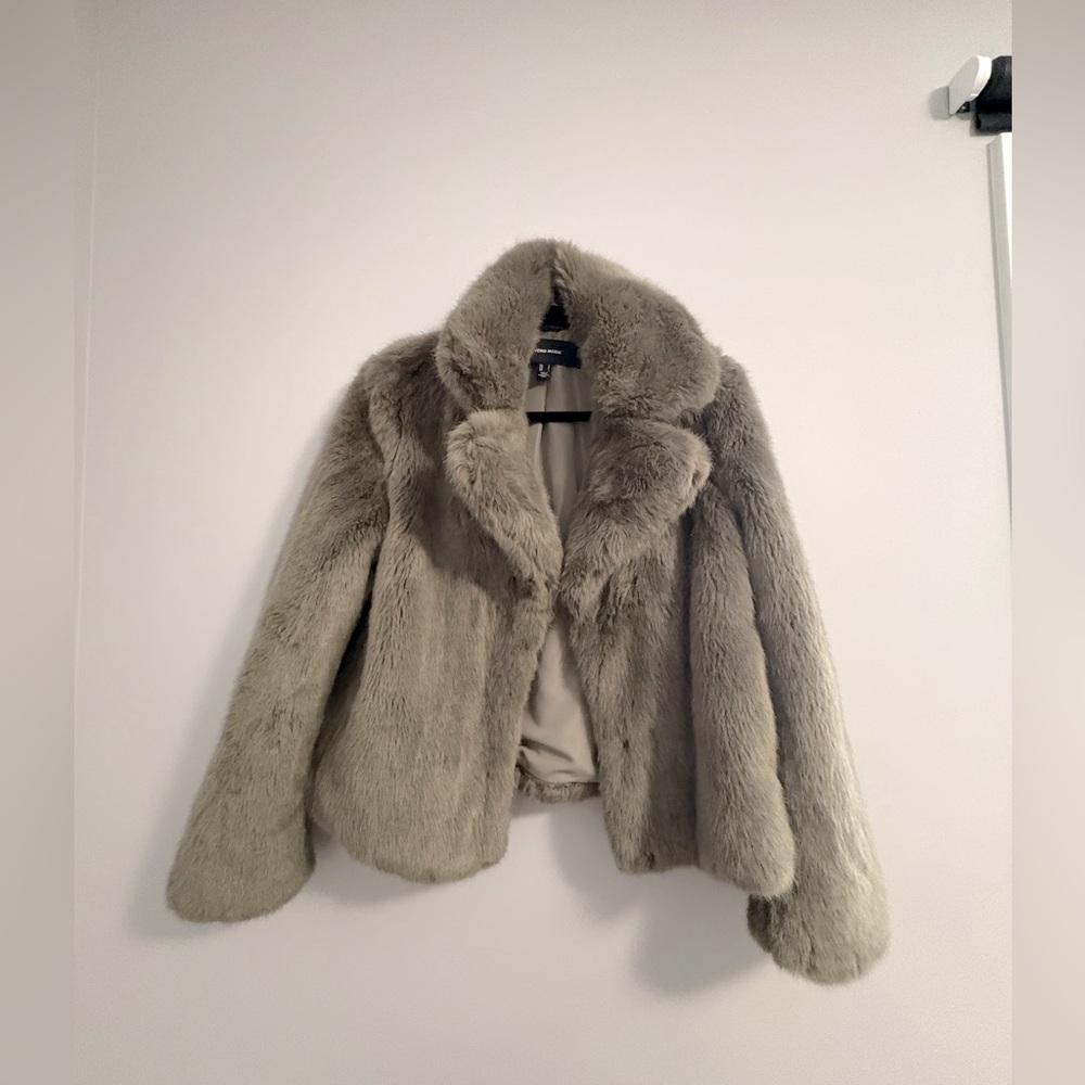 Vero Moda Celina Faux Fur Jacket Grey Size Small Luxe Coat